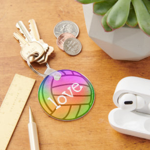 Aangepaste Neon Rainbow Volleybal Sleutelhanger