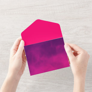 Aangepaste Neon Roze & Violet Smoke Wedding Uitnod All In One Uitnodiging