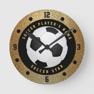 Aangepaste nep gouden glitter voetbal klok