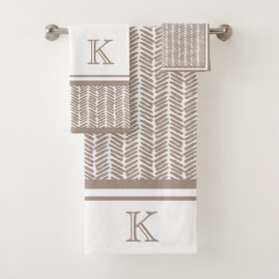 Aangepaste neutrale aardachtige Taupe zigzag Art S Bad Handdoek