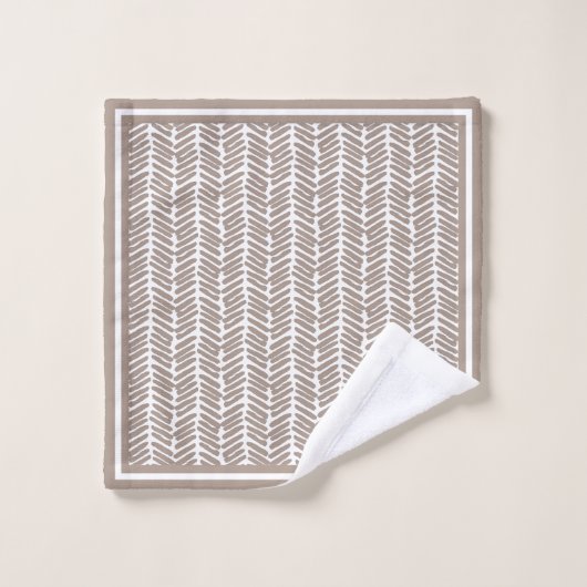 Aangepaste neutrale aardachtige Taupe zigzag Art S Bad Handdoek (Wasdoekje)