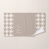 Aangepaste Neutrale Ivoor Taupe Houndstooth Patroo Bad Handdoek (Handdoek)