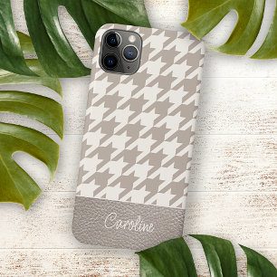 Aangepaste Neutrale Ivoor Taupe Houndstooth Patroo iPhone 12 Hoesje