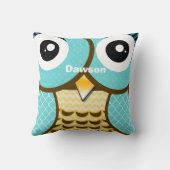 Aangepaste New Baby Boy's Room Cute Aqua Owl Kussen (Achterkant)