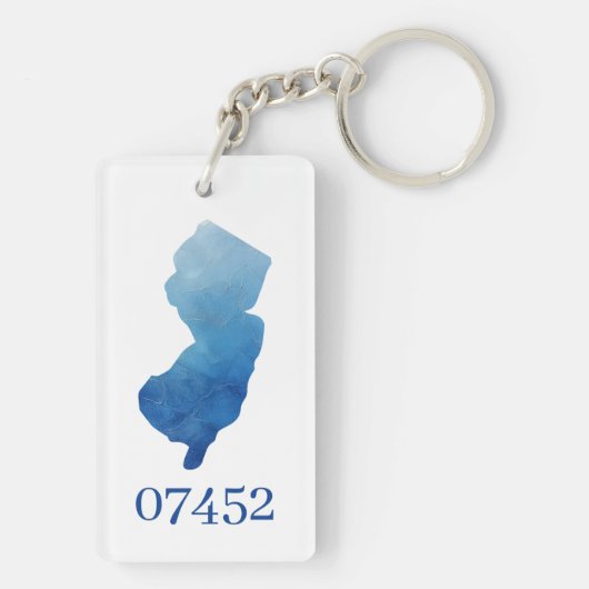Aangepaste New Jersey State Shape Postcode Nieuw H Sleutelhanger (achterkant)