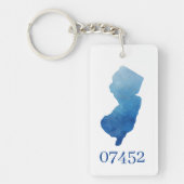 Aangepaste New Jersey State Shape Postcode Nieuw H Sleutelhanger (Voorkant)