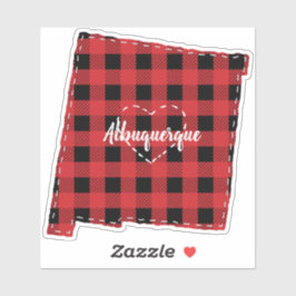 Aangepaste New Mexico thuisstad staat plaid Kerstm Sticker