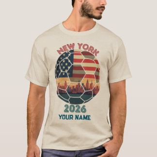 Aangepaste New York 2026 Voetbal USA Vlag Silhouet T-shirt