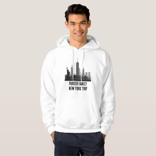 Aangepaste New York Trip Skyline Vrijheidsbeeld Hoodie (Voorkant volledig)
