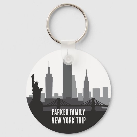 Aangepaste New York Trip Skyline Vrijheidsbeeld Sleutelhanger (Achterkant)