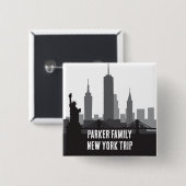 Aangepaste New York Trip Skyline Vrijheidsbeeld Vierkante Button 5,1 Cm (Voorkant /achterkant)