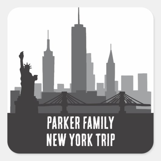 Aangepaste New York Trip Skyline Vrijheidsbeeld Vierkante Sticker (Voorkant)