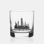 Aangepaste New York Trip Skyline Vrijheidsbeeld Whisky Glas (Voorkant)