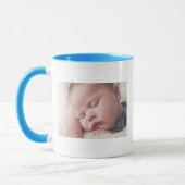 Aangepaste nieuwe baby foto, naam en datum mok (Links)