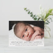 Aangepaste nieuwe baby-pasgeboren baby geboortevle aankondiging (Staand voorkant)