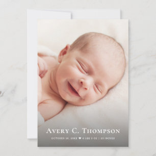 Aangepaste Nieuwe Babyfoto's Moderne Hart Geboorte Aankondiging