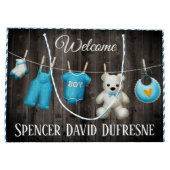 Aangepaste nieuwe babyjongen groot cadeauzakje (Achterkant)