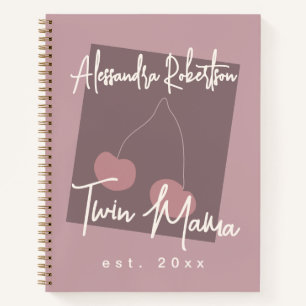Aangepaste Nieuwe Tweeling Mama Schattig Stof Roze Notitieboek