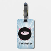 Aangepaste Ninja Varkens op Blauw Bagagelabel (Achterkant verticaal)