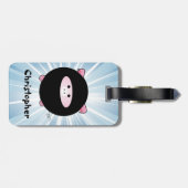 Aangepaste Ninja Varkens op Blauw Bagagelabel (Achterkant horizontaal)