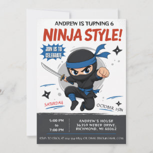 Aangepaste Ninja Verjaardagsuitnodiging Kaart