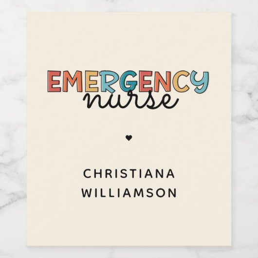 Aangepaste noodverpleegsters of verpleegkundige pe wijn etiket (Enkel label)