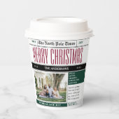 Aangepaste Noordpool krant Kerstfoto Papieren Bekers (Voorkant)