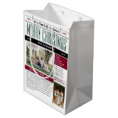 Aangepaste Noordpool Times krant Kerstfoto Medium Cadeauzakje (Achterkant Gekanteld)