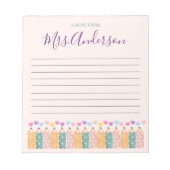 Aangepaste notitie van Schattige Crayon Teacher No Notitieblok (Voorkant)