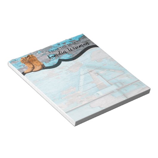 Aangepaste Notitieblok blauw hout - stop door Boot (Schuin)