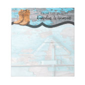 Aangepaste Notitieblok blauw hout - stop door Boot (Voorkant)