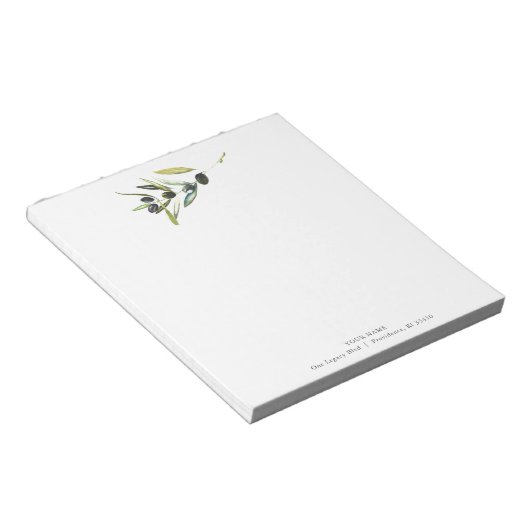 Aangepaste Notitieblokken Waterverf Olive Branch (Schuin)
