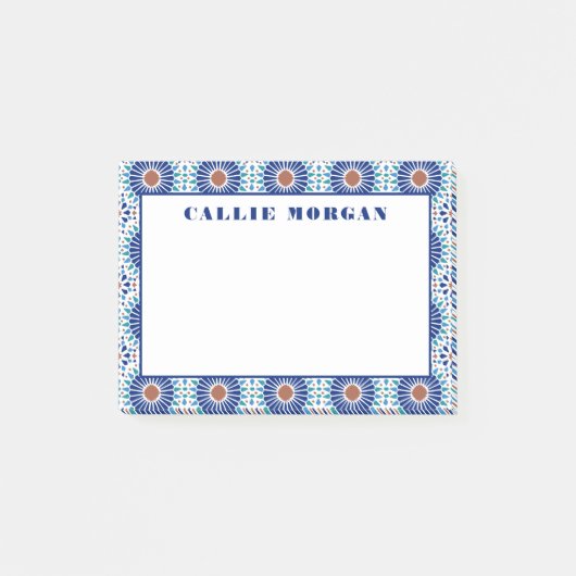 Aangepaste notities voor blauw geometrisch patroon post-it® notes (Voorkant)