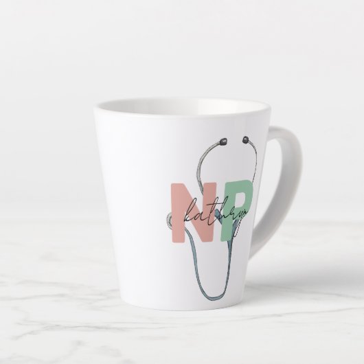 Aangepaste NP Name Cadeft van Nurse Practitioner R Latte Mok (Rechterhoek)