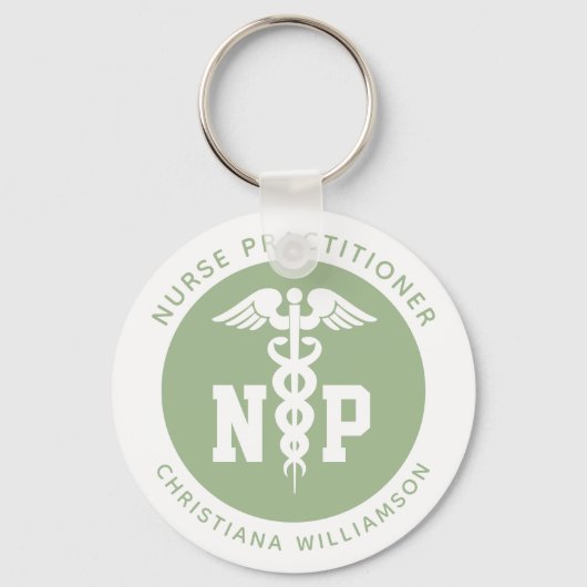 Aangepaste NP Nurse Practitioner Afstudeercaduceus Sleutelhanger (Voorkant)