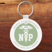 Aangepaste NP Nurse Practitioner Afstudeercaduceus Sleutelhanger (Voorkant)