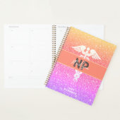 Aangepaste NP-verpleegkundige Rainbow Glitter Planner (Display)
