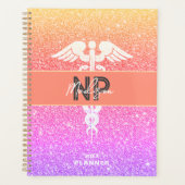 Aangepaste NP-verpleegkundige Rainbow Glitter Planner (Voorkant)