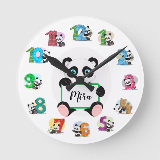Aangepaste Nursery Panda Clock Ronde Klok (Voorkant)