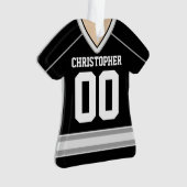 Aangepaste ockey Jersey, zwart/zilver/wit Ornament (voorkant)