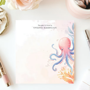 Aangepaste Octopus Oceaan Waterverf Cadeaublad Notitieblok