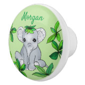 Aangepaste Oerwoud Baby ellephant met bladeren Keramische Knop (Rechts)