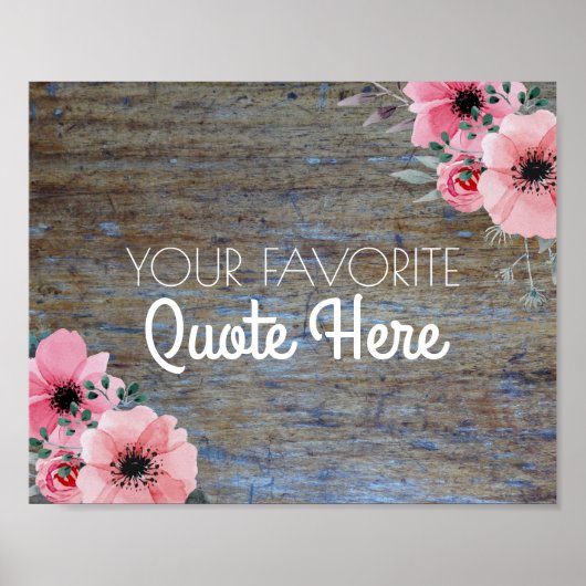 Aangepaste offerte | Floral Rustic Wood Sign Poster (Voorkant)
