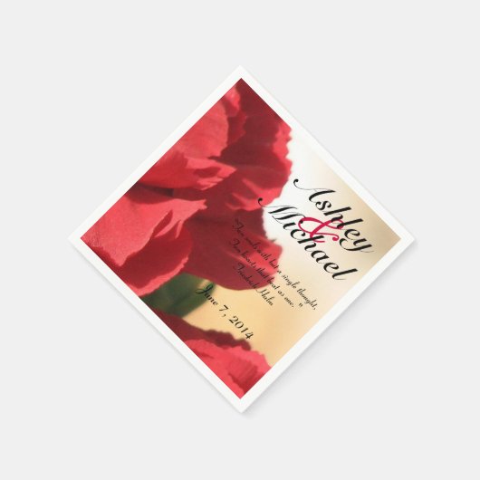 Aangepaste offerte Rode Bloemen bruiloft Servetten (Hoek)