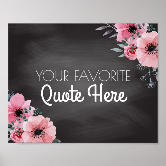 Aangepaste offerte | Teken van Floral-Chalkboard Poster (Voorkant)