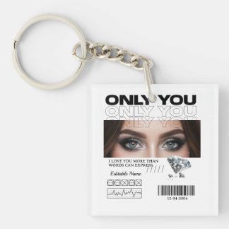 Aangepaste ogen Afbeelding, tekst | Gepersonalisee Sleutelhanger