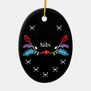 Aangepaste Ojibwe Floral-Beren Keramisch Ornament