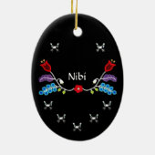 Aangepaste Ojibwe Floral-Beren Keramisch Ornament (Achterkant)