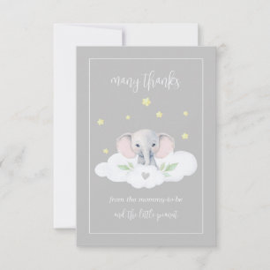 Aangepaste olifant grijs Baby shower dank u kaarte Bedankkaart
