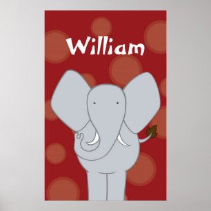 Aangepaste olifant kinderkamer kunst jongen of mei poster